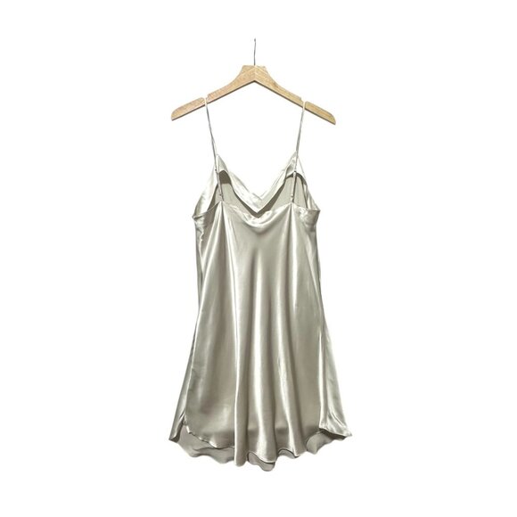 Vintage Vivine La Rinascente 100% Silk Slip Dress Silver Italy Size L - Picture 2 of 10